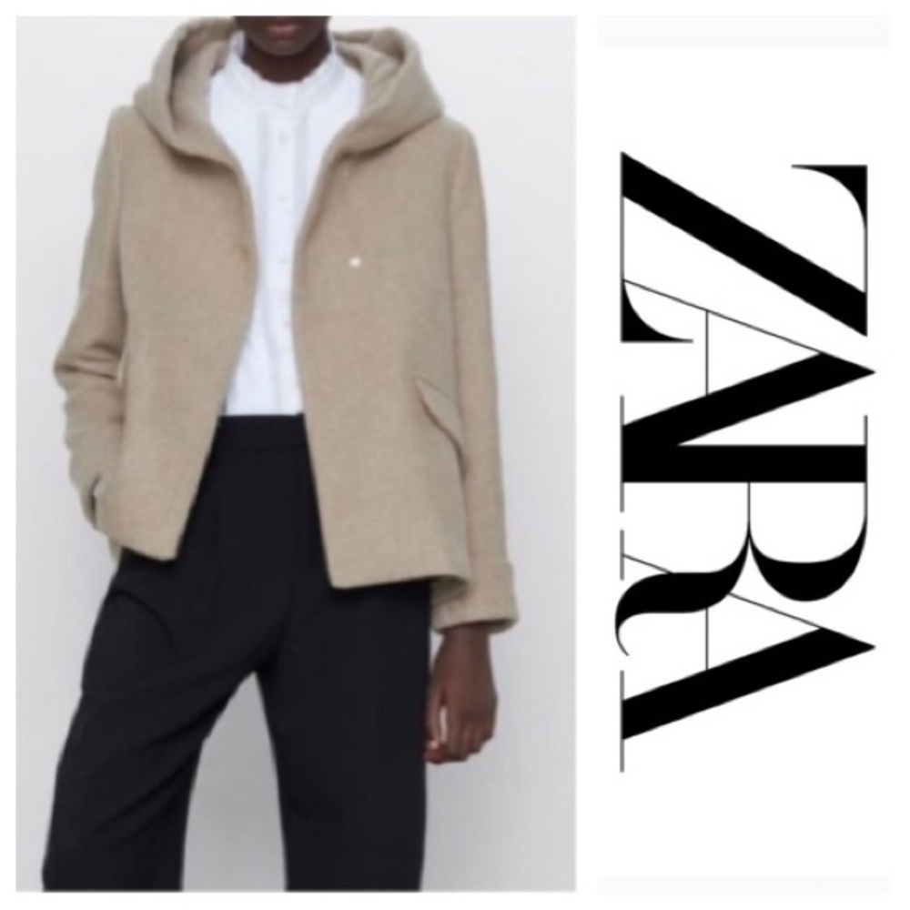 New not tag wool beige coat with wrapped collar